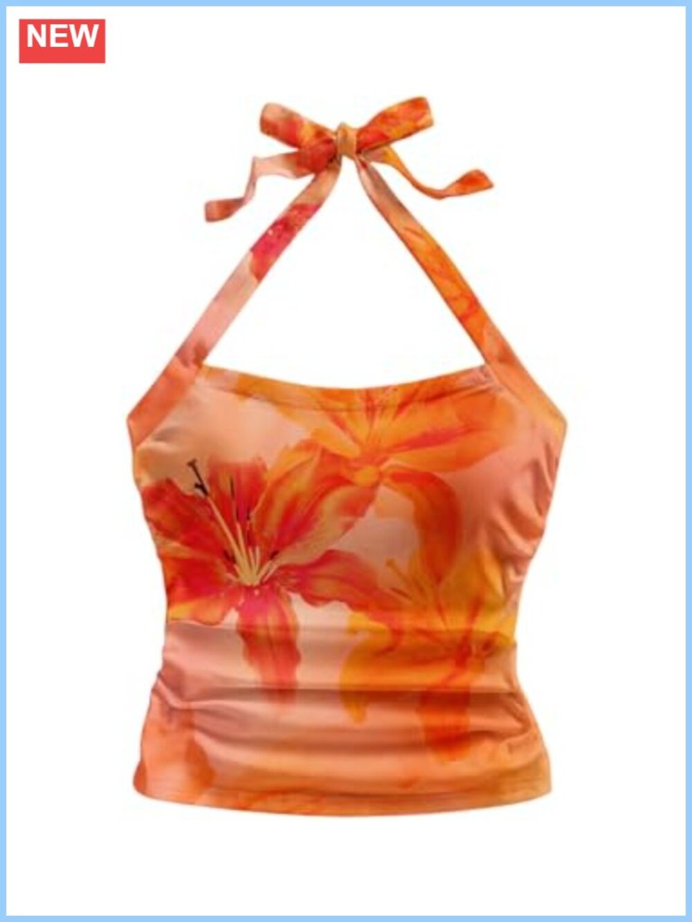 Women's Floral Halter Tank Top Sleeveless Summer Beach Top